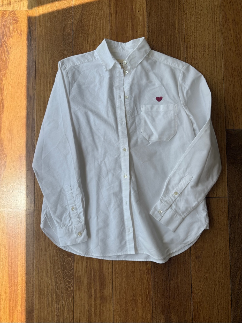 Sezane Max Shirt Embroidered Pink Heart